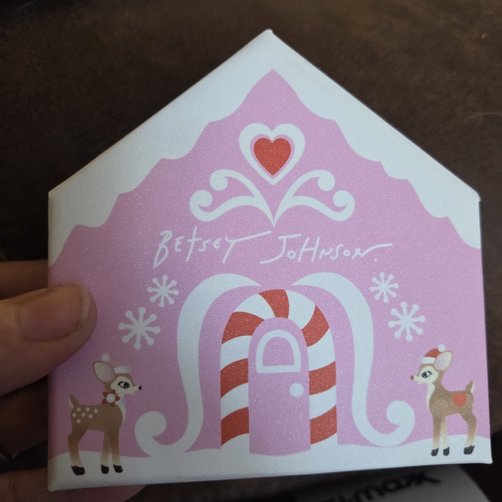 Betsey Johnson Pink Hat Pearl Snowman Earrings - Picture 5 of 5